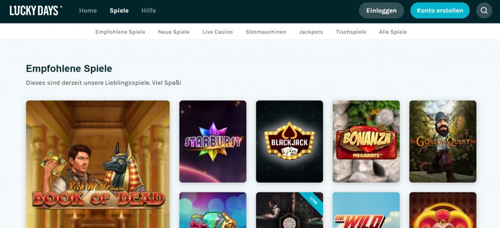 Lucky Days Casino Spielvorschau